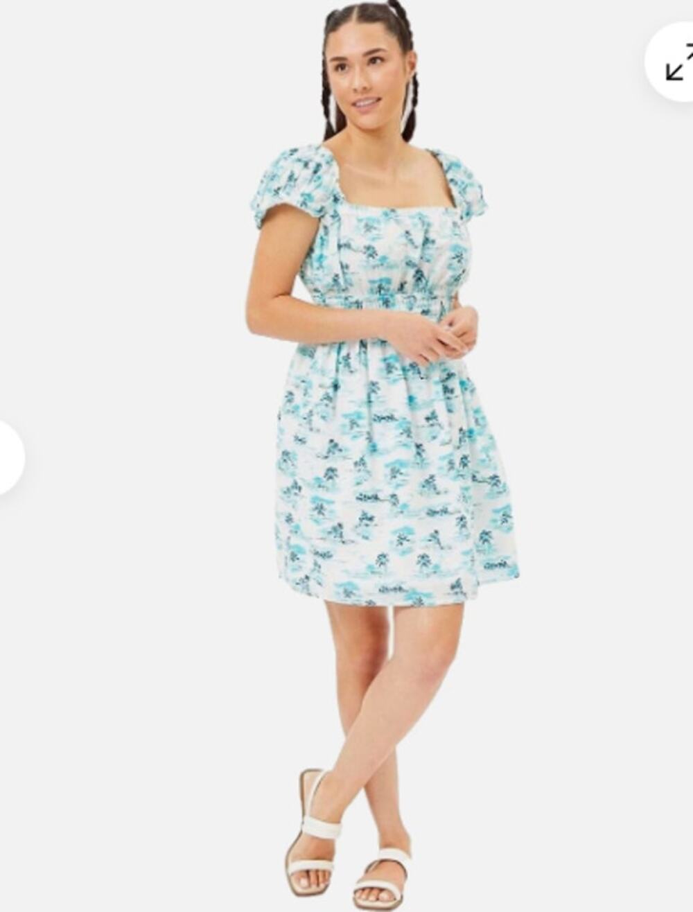 Tommy Jeans Babydoll Tropical Maui Palm Tree Cotton Dress Sz L NWT